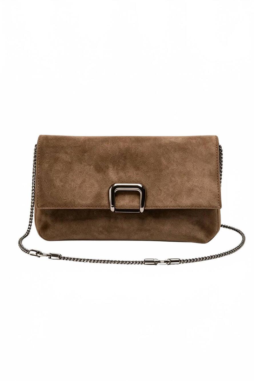 NEW BRUNELLO CUCINELLI women's sartorial suede clutch bag in taupe